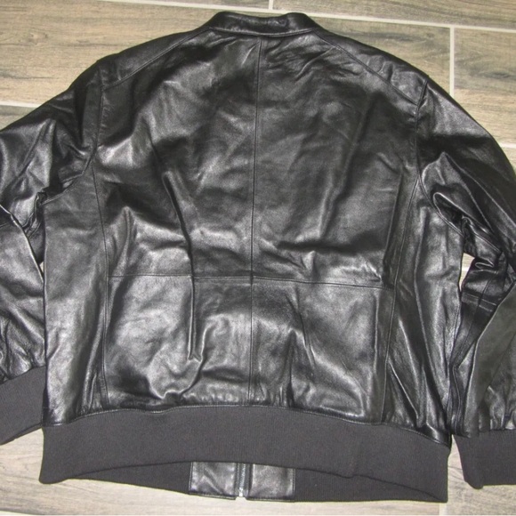 NWOT Jos. A. Bank Reserve Black Leather Jacket Coat Designer M Dress Lounge - Picture 2 of 3